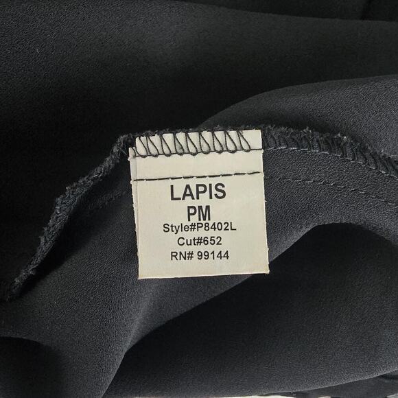 Lapis Black Floral Semi Sheer Chiffon Fitted Black Maxi Dress Med Petite Y2K 90s - Picture 7 of 9